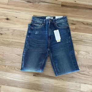 Stradivarius Jeans Size 6 MOM SLIM FIT Stretch Denim Distressed hi-rise blue